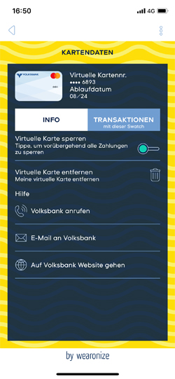 Screenshot Kartendetails Swatchpay App